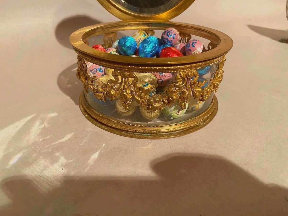 19th C French Jean Derval Bronze Crystal Portrait Jewelry Box - 16