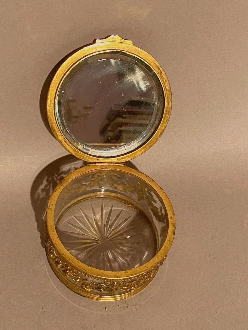 19th C French Jean Derval Bronze Crystal Portrait Jewelry Box - 5