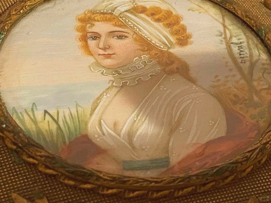 19th C French Jean Derval Bronze Crystal Portrait Jewelry Box - 8