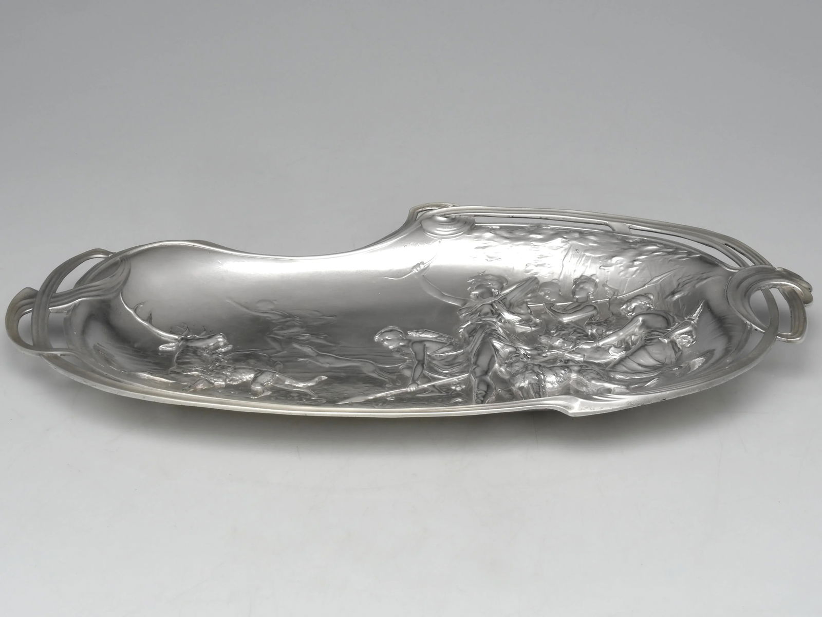 WMF Art Nouveau Silverplate Wall Tray – Diana the Huntress With Stag & Hounds, c.1905– - 5