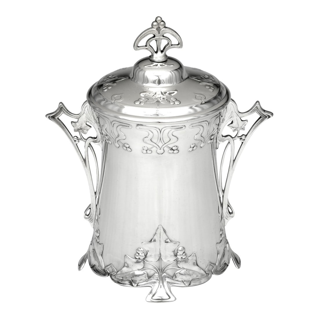 WMF Art Nouveau Silverplate Biscuit Barrel With Figural Maidens & Glass Liner, c.1900–1915 (1 of 11)
