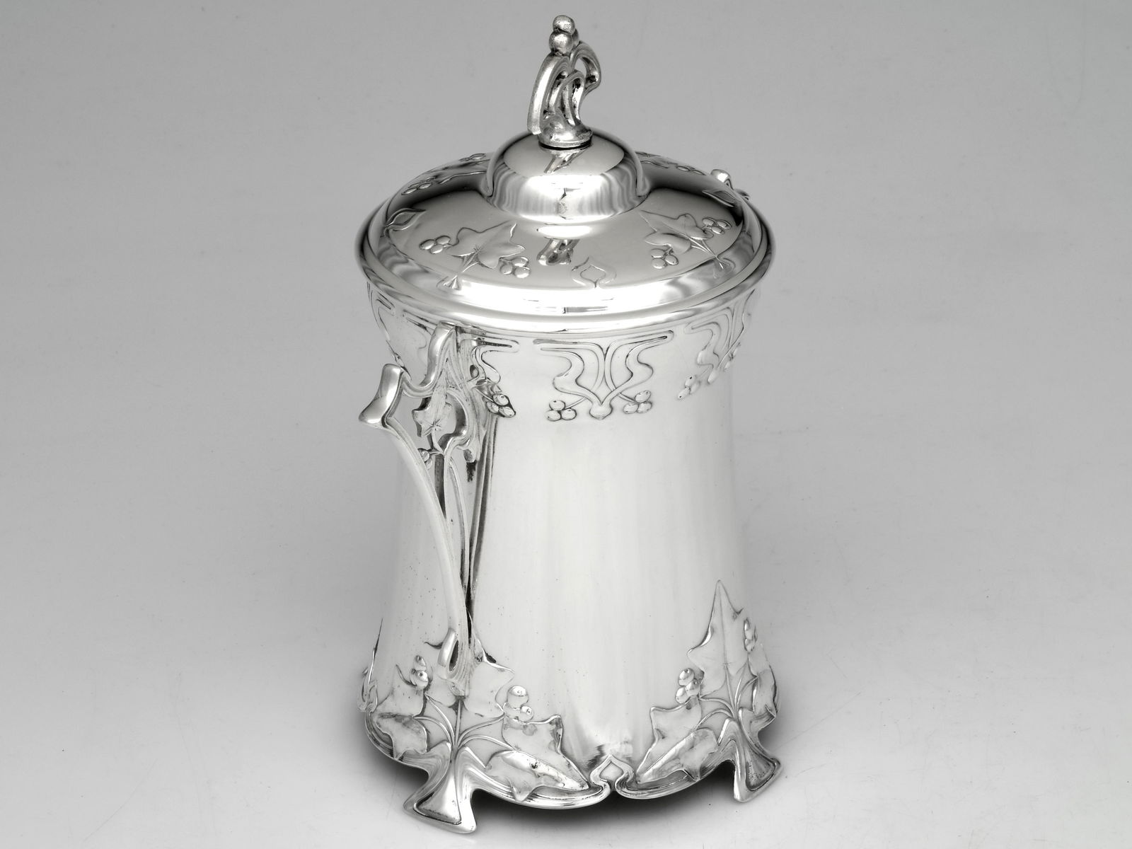 WMF Art Nouveau Silverplate Biscuit Barrel With Figural Maidens & Glass Liner, c.1900–1915 - 2