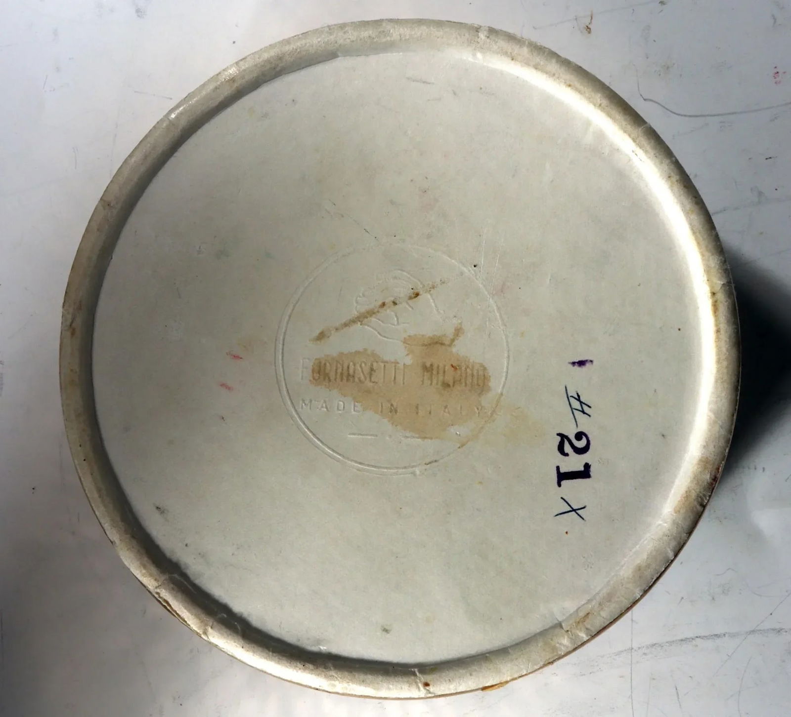 Piero Fornasetti Complete Set of Eight Ceramic Coasters, Il Mondo Alla Rovecia Pattern, ("The Tops - 8