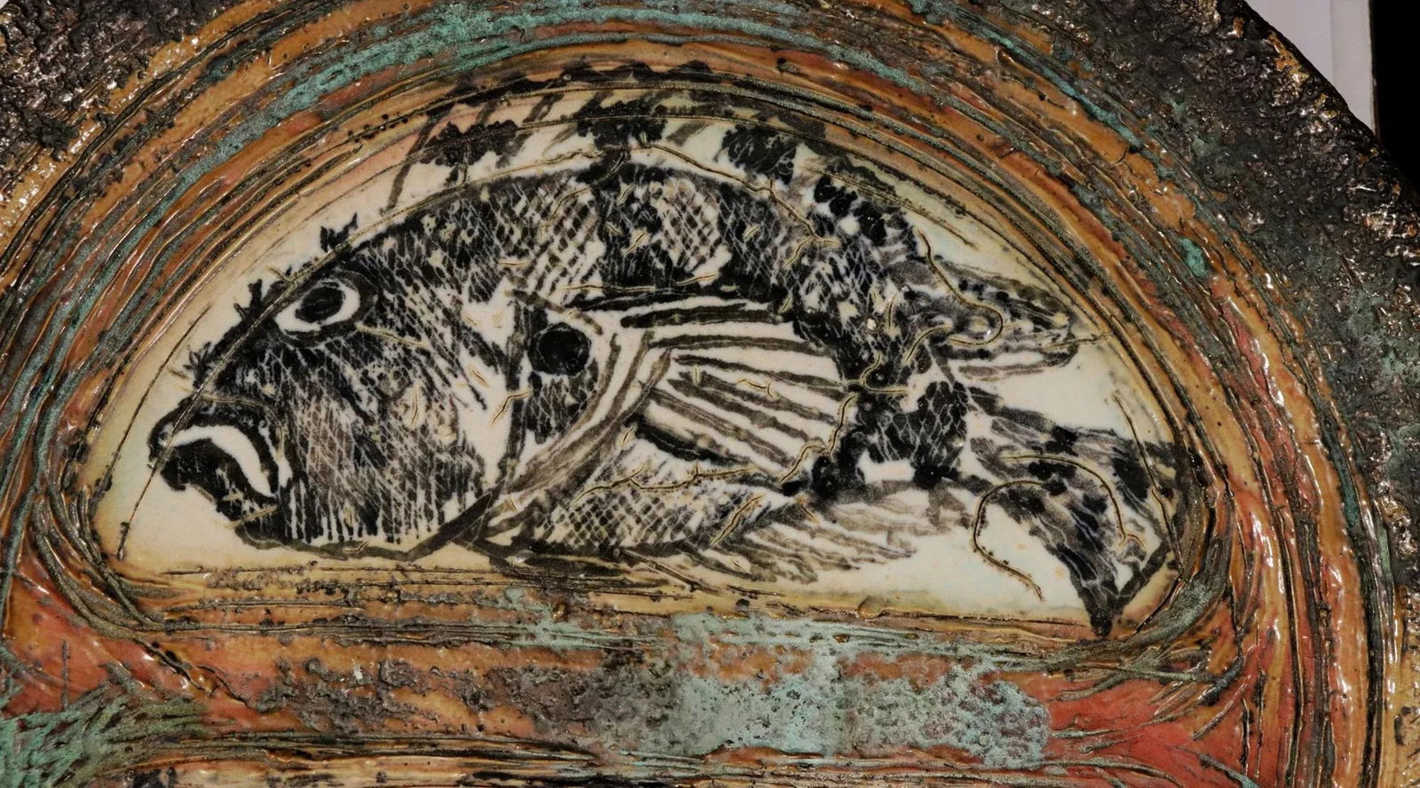 Studio Pottery Double Fish Dish, Dated 2003 - 4