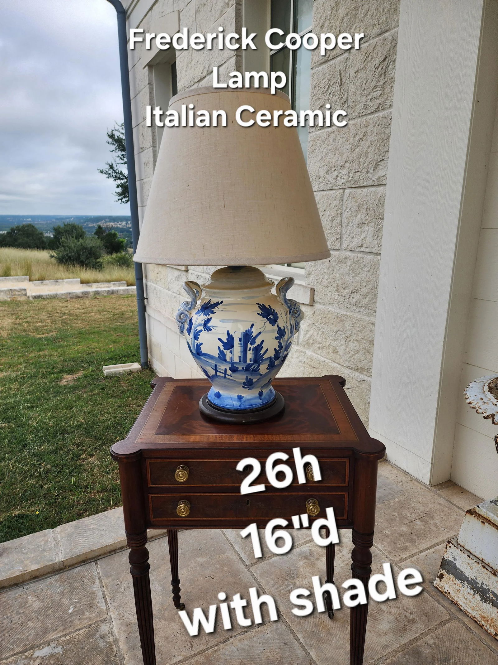 Blue and White Italian Ceramic Lamp - 2