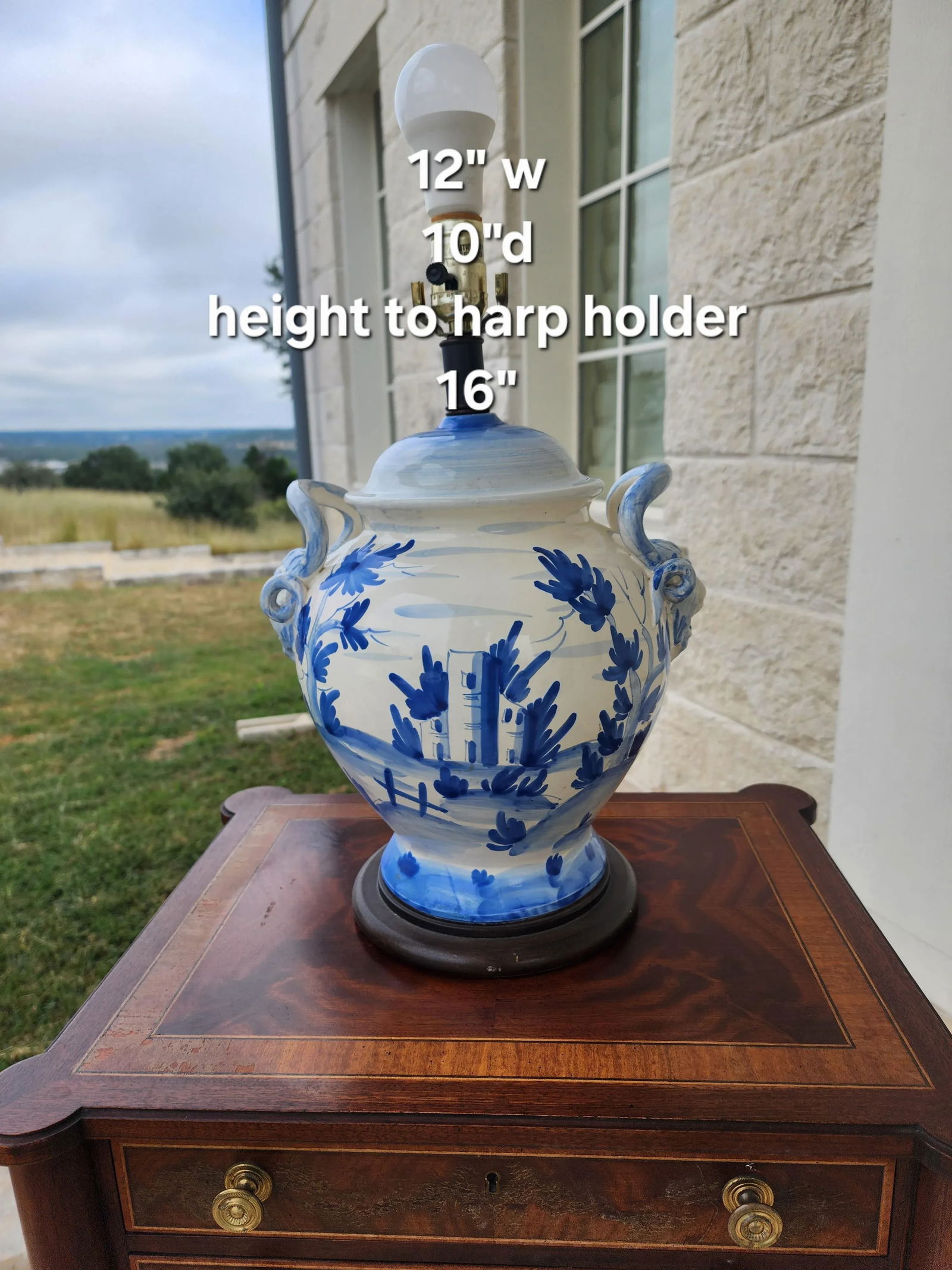 Blue and White Italian Ceramic Lamp - 3