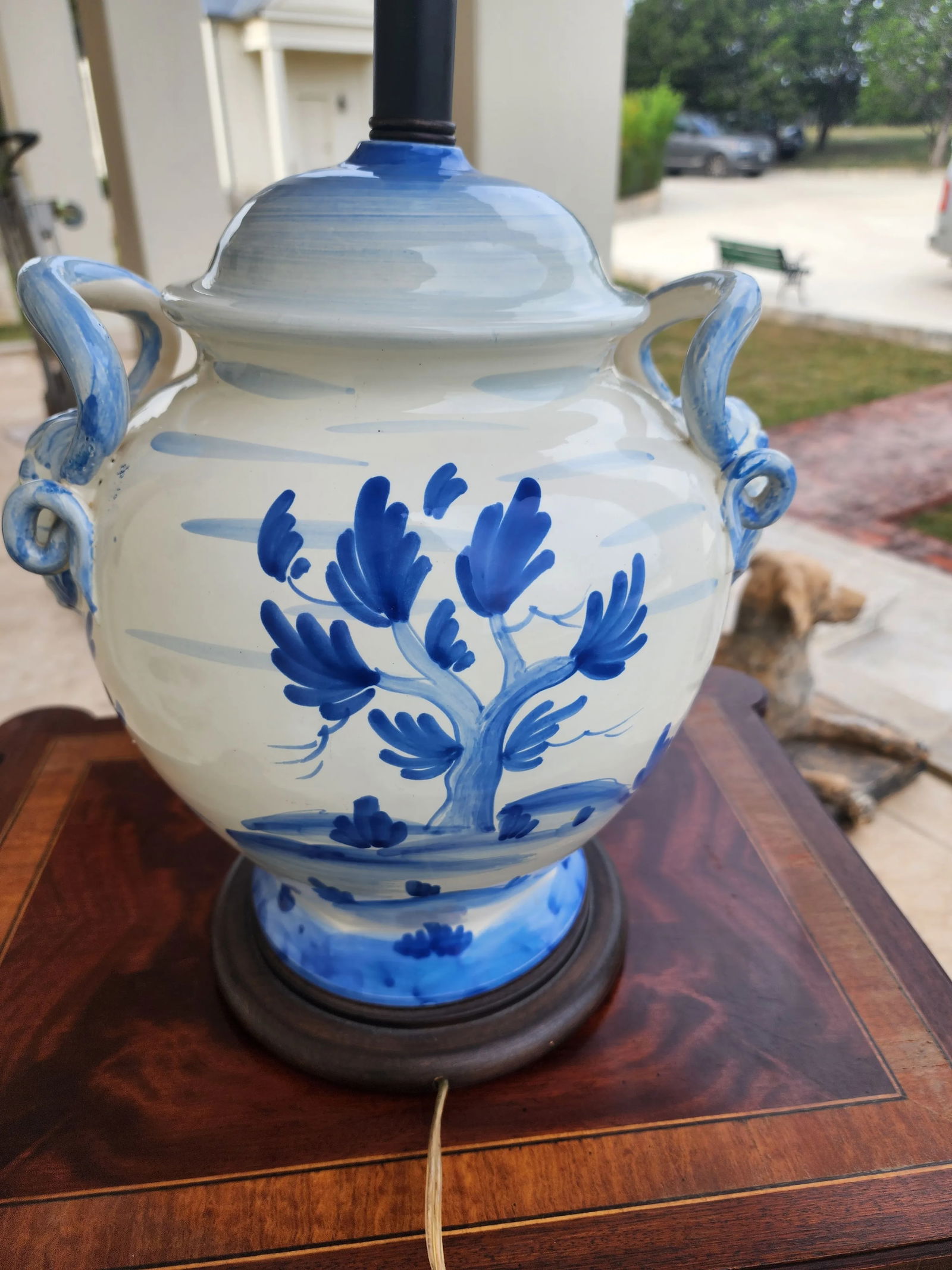 Blue and White Italian Ceramic Lamp - 5