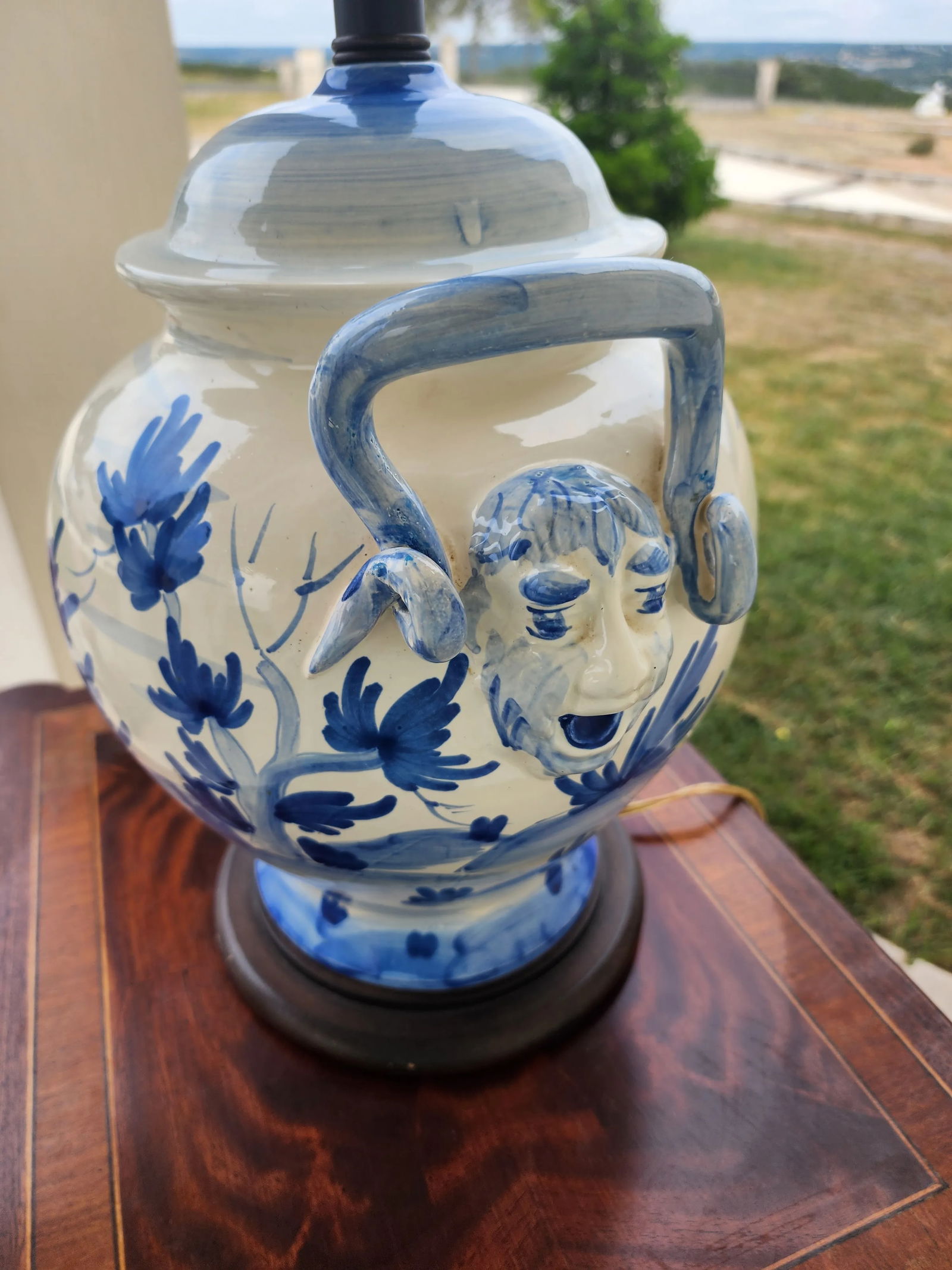 Blue and White Italian Ceramic Lamp - 8