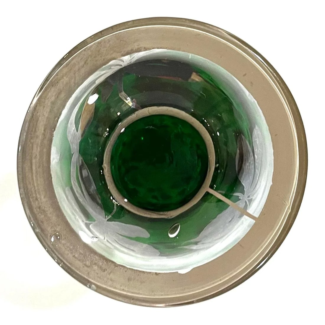 Decanter Pair - Bohemian Green Glass With Sterling Silver Overlay - Early 20th Century - 11