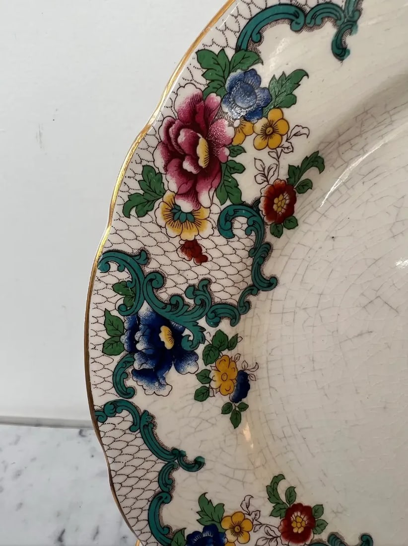 Vintage Royal Cauldon Floral Dinner Plate Set (6 Plates) - Stamped/Made in England - 5