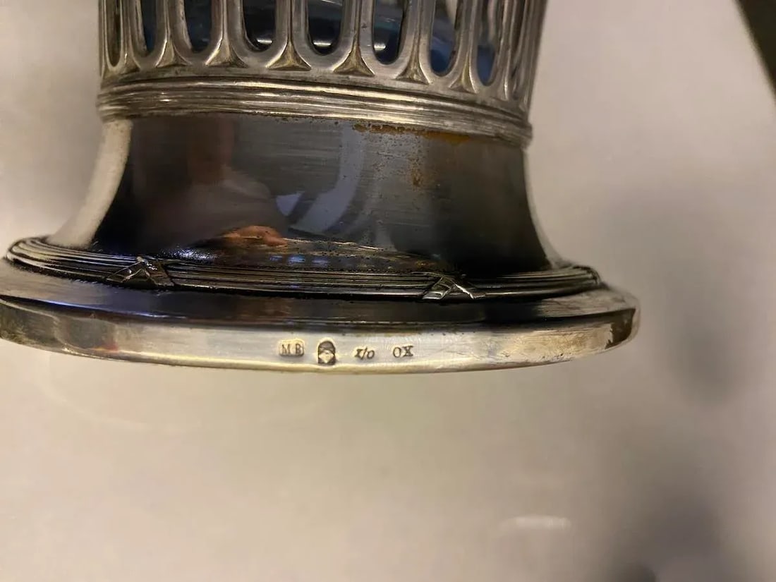 19thC Silver Plate Flower Basket W/Glass Insert - Antique - 16