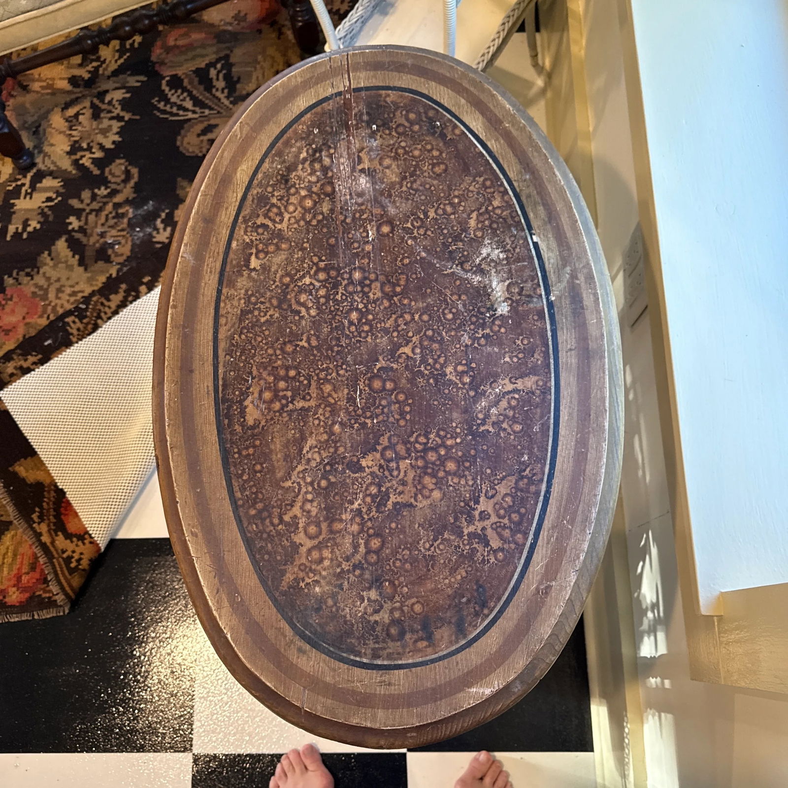 Antique Victorian Cottage Handpainted Side Table - 2