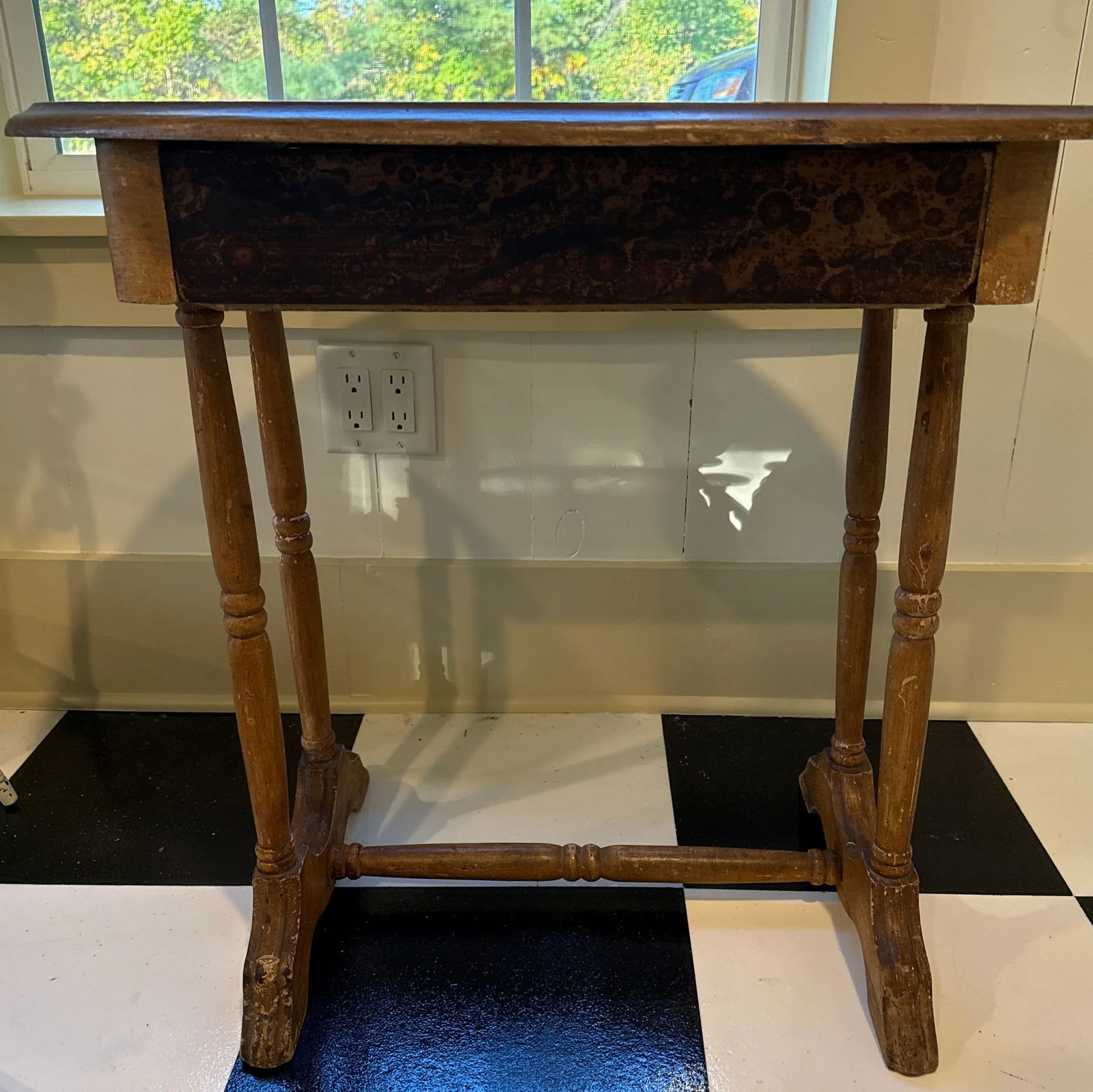 Antique Victorian Cottage Handpainted Side Table - 5