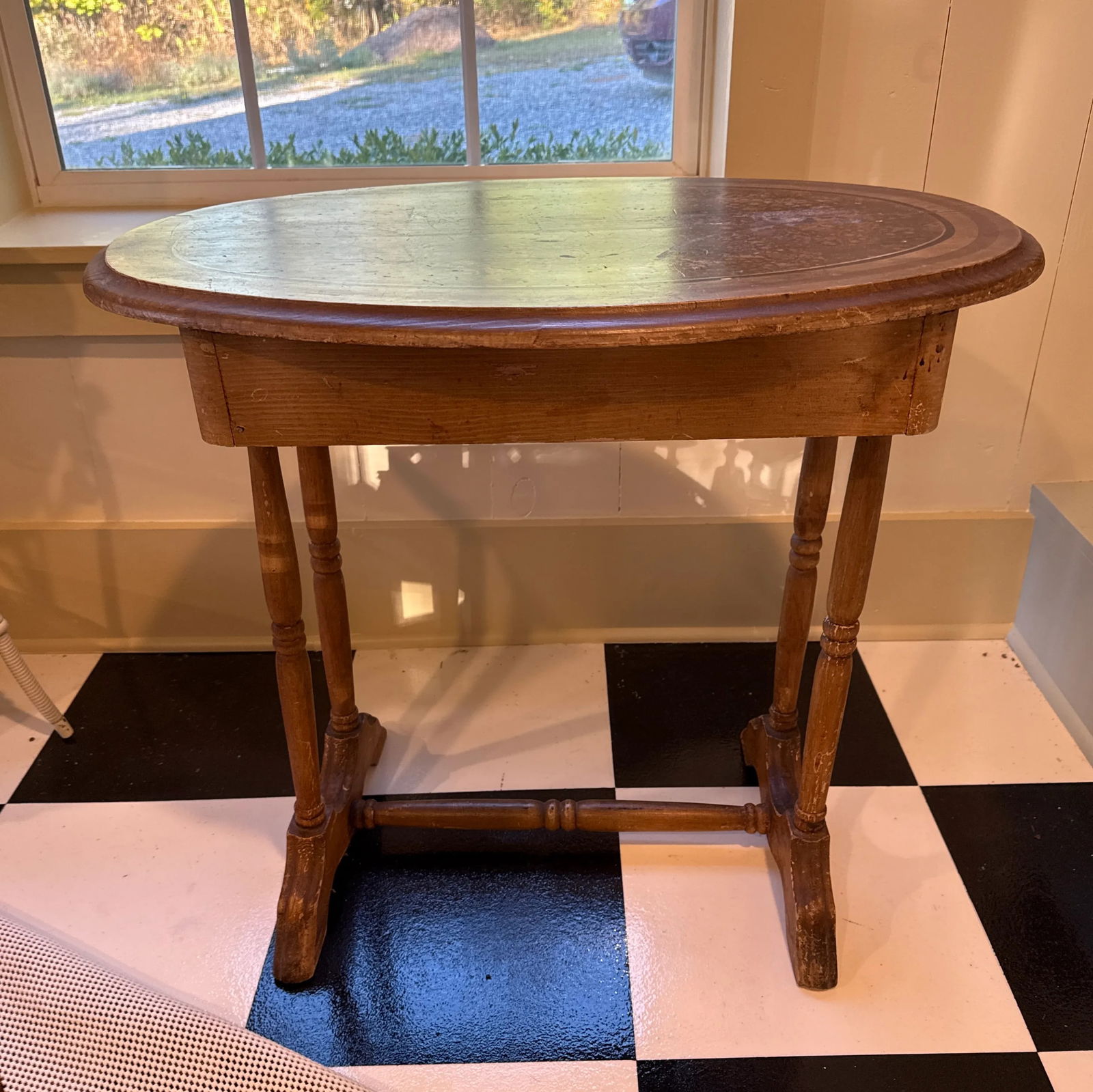 Antique Victorian Cottage Handpainted Side Table - 9