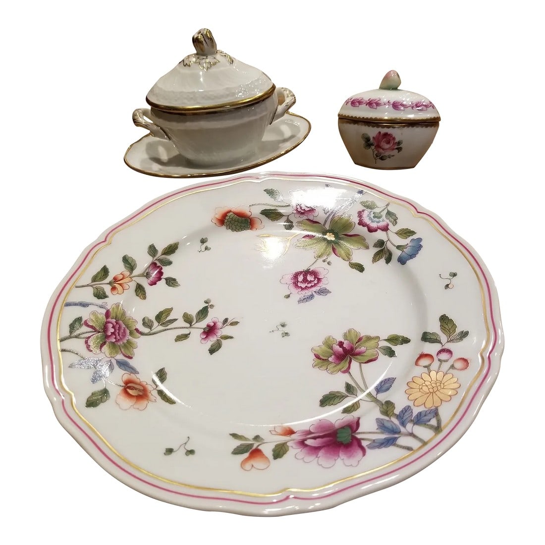 Vintage Richard Ginori Floral Porcelain Dishes - Set of 3 (1 of 9)