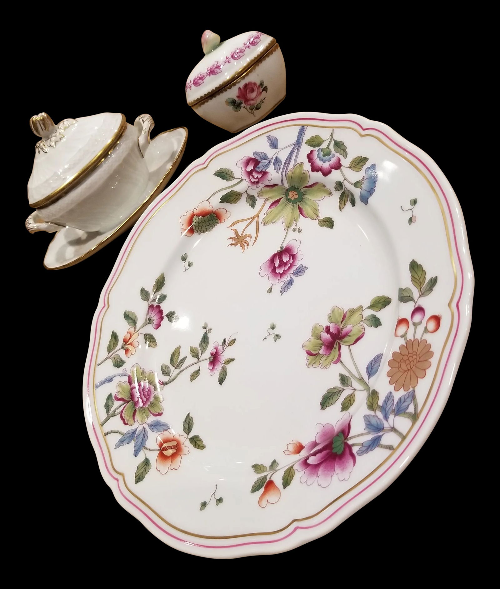 Vintage Richard Ginori Floral Porcelain Dishes - Set of 3 - 2