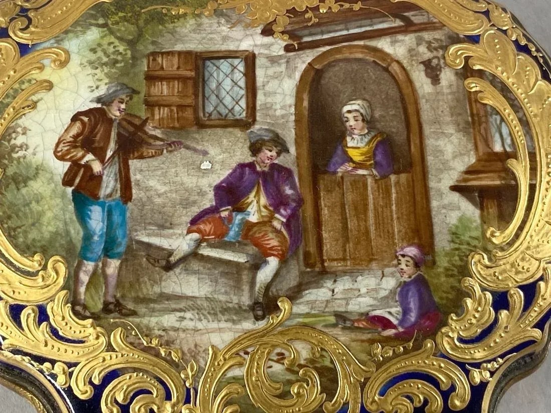 19thC French Sevres Royal Blue Gold Porcelain Box - 10