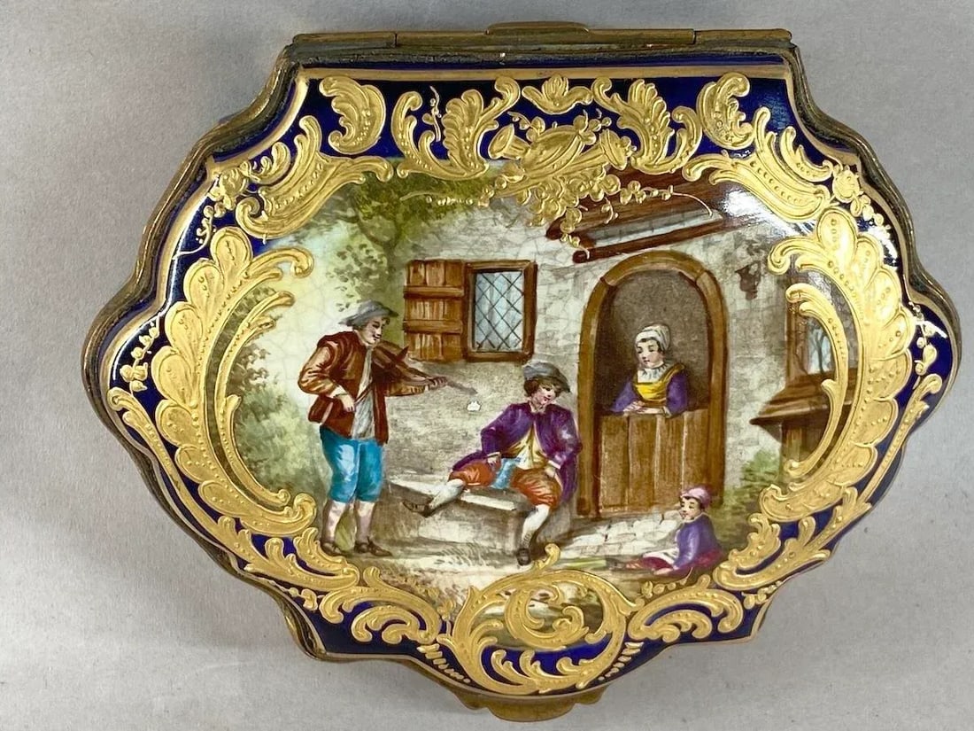 19thC French Sevres Royal Blue Gold Porcelain Box - 12