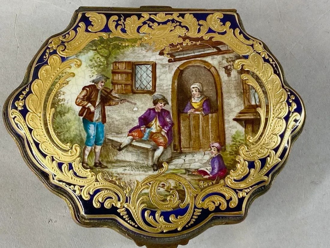 19thC French Sevres Royal Blue Gold Porcelain Box - 13