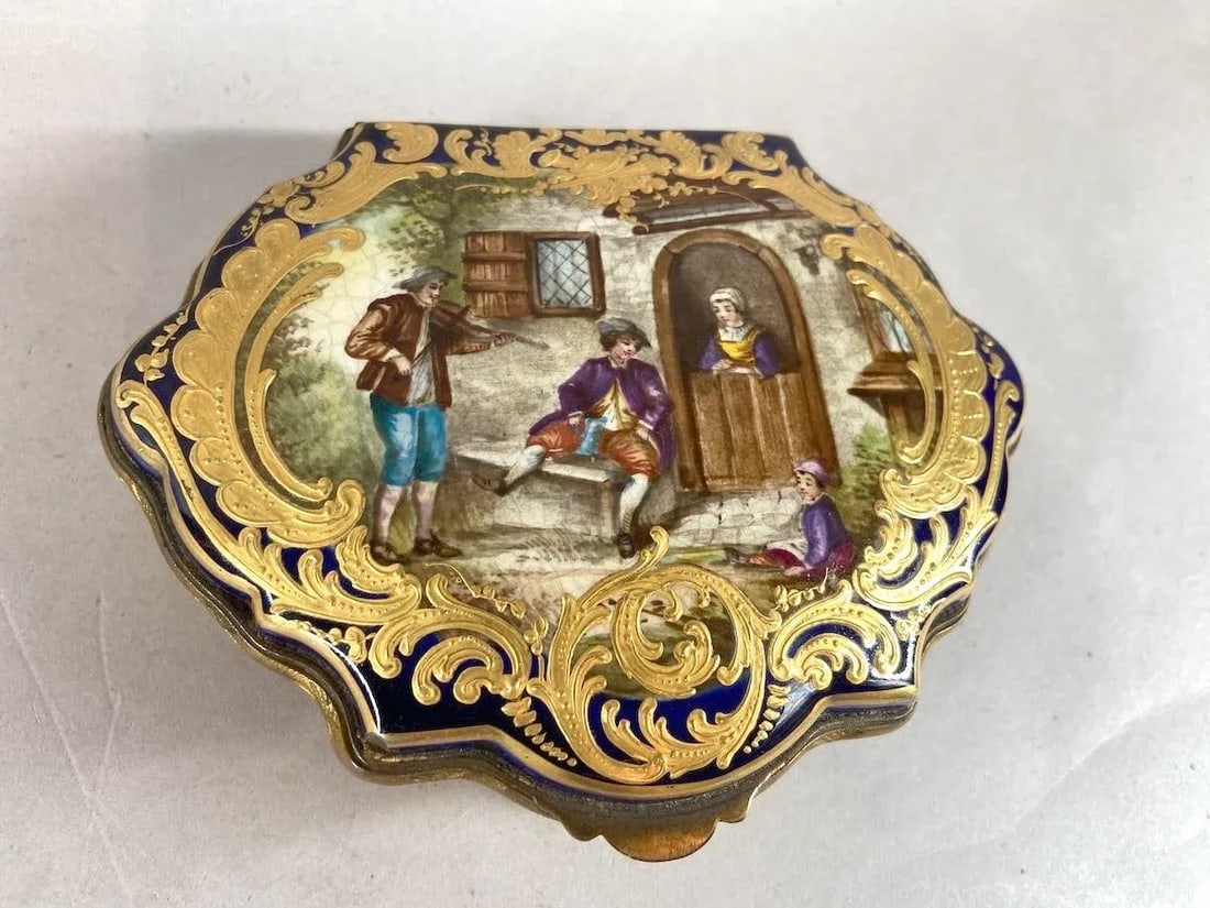 19thC French Sevres Royal Blue Gold Porcelain Box - 2
