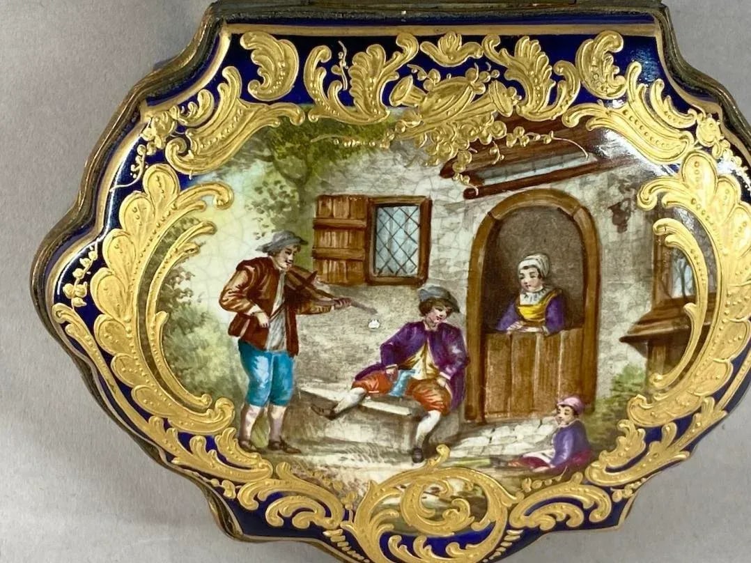 19thC French Sevres Royal Blue Gold Porcelain Box - 9