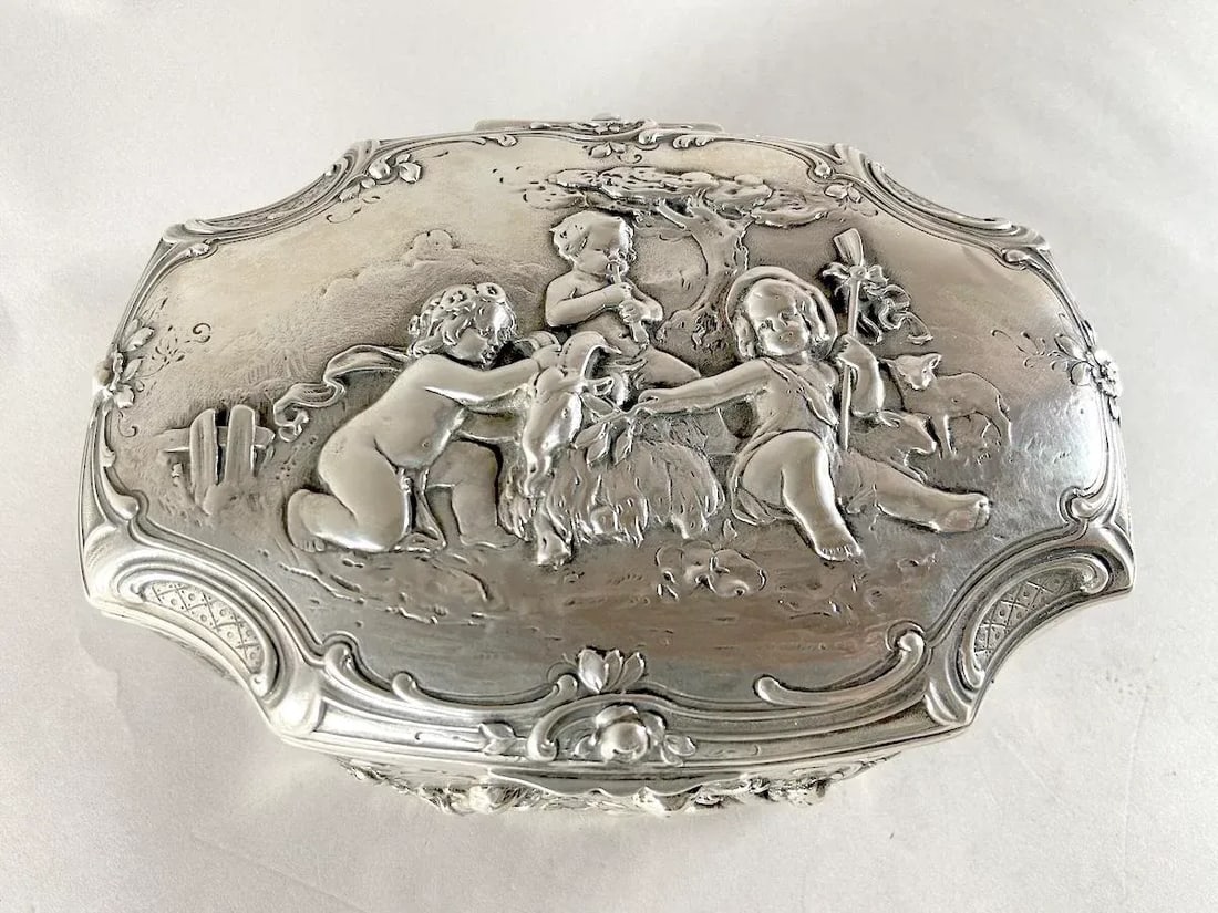 Late 19th C German Rococo Silver Repousse Trinket Box - 13