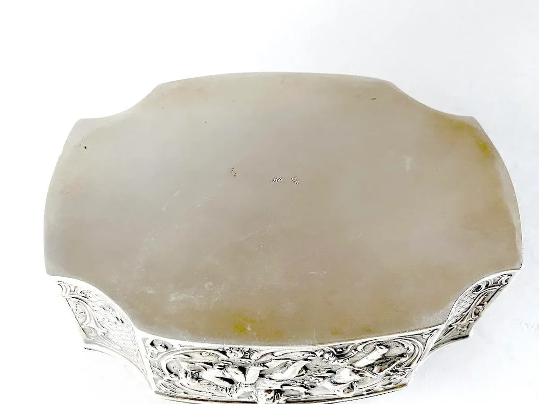 Late 19th C German Rococo Silver Repousse Trinket Box - 15
