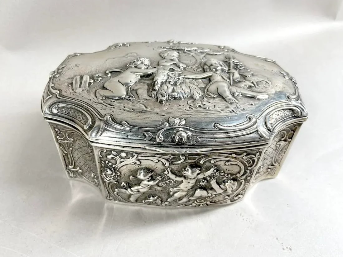 Late 19th C German Rococo Silver Repousse Trinket Box - 3