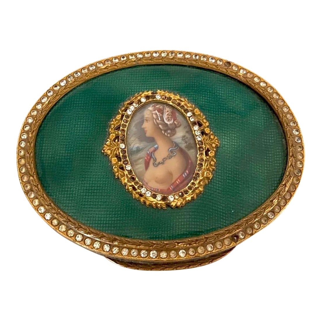 19thC French Bronze Guilloche Enamel Jewelry Box C1860: Date/Period: Circa 1860 (19th Century) Maker/Brand: French Atelier, likely Parisian Style: Louis XVI Revival / Second Empire Neoclassical Color: Antique Bronze with Green Enamel and Gilt Accents