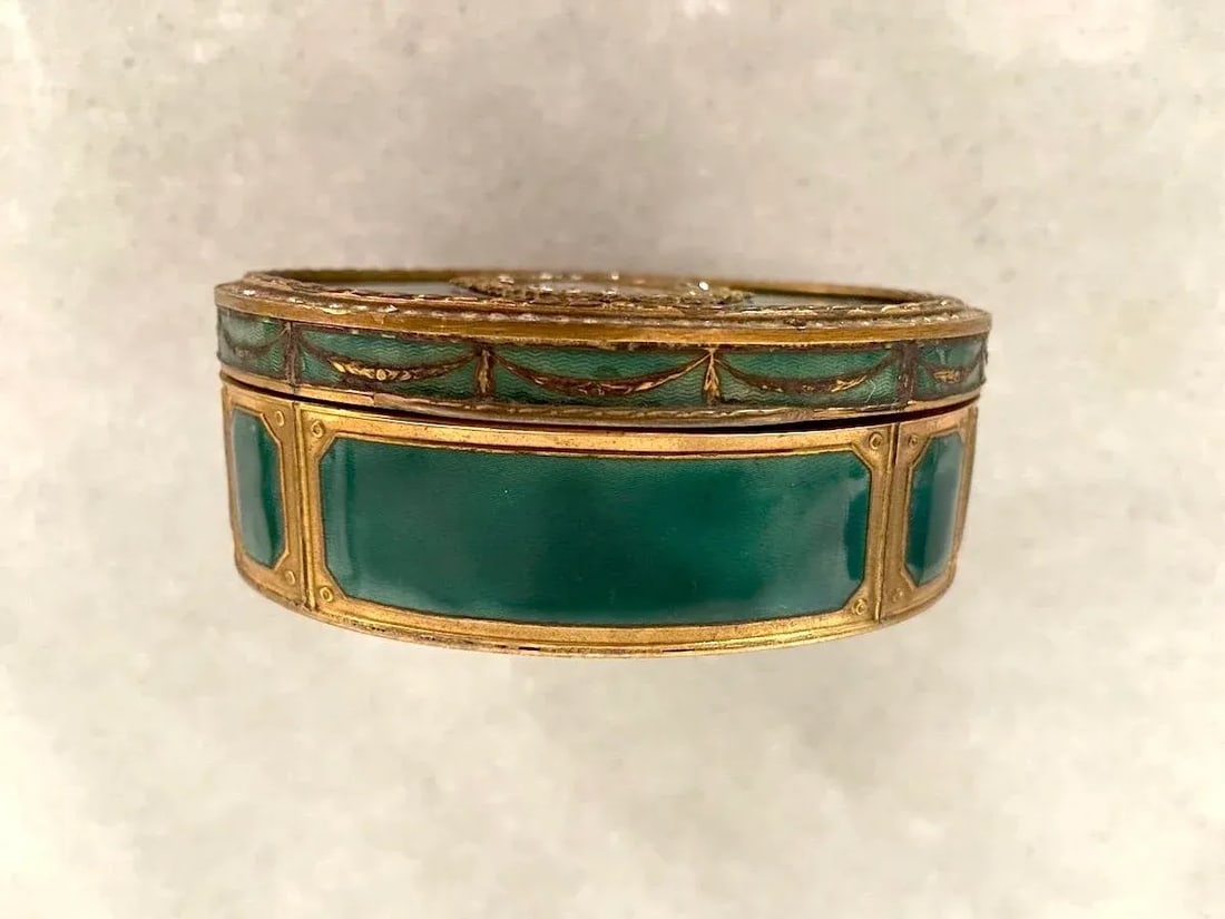 19thC French Bronze Guilloche Enamel Jewelry Box C1860 - 3