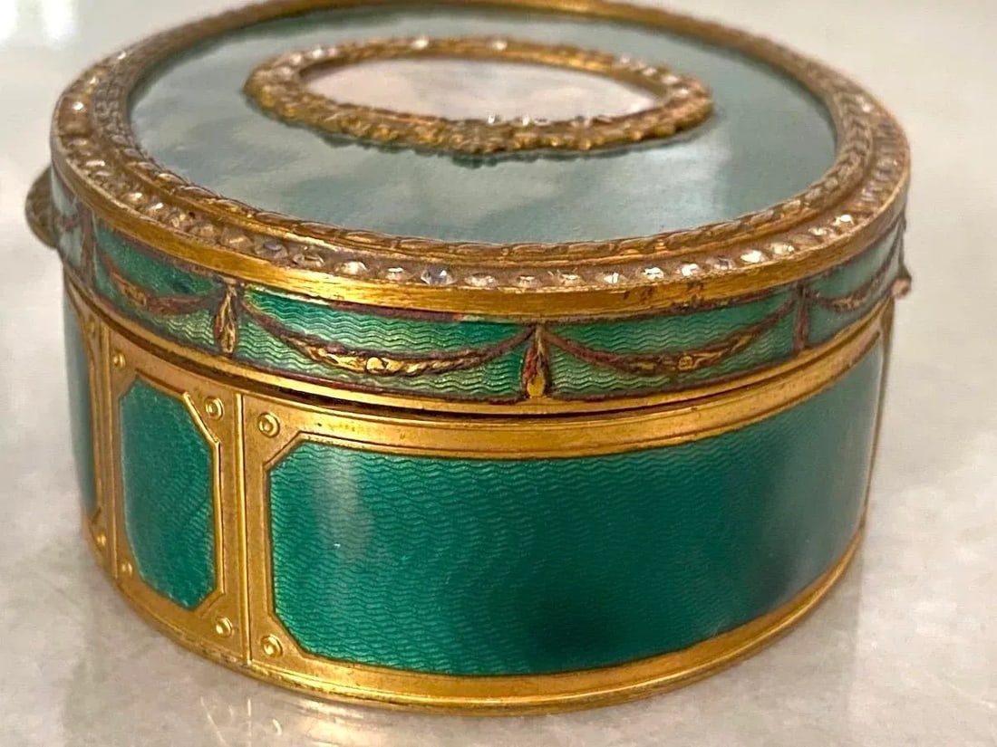 19thC French Bronze Guilloche Enamel Jewelry Box C1860 - 9