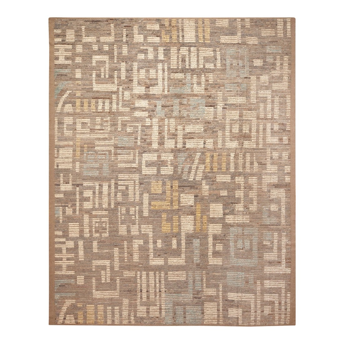 Modern Abstract Geometric Rug: Subtle Tones Modern Abstract Geometric Rug, Country of origin: Central Asia, Circa date: Modern Condition: Imperfections: No Imperfections Condition Notes: This rug is in excellent condition. Dimensio