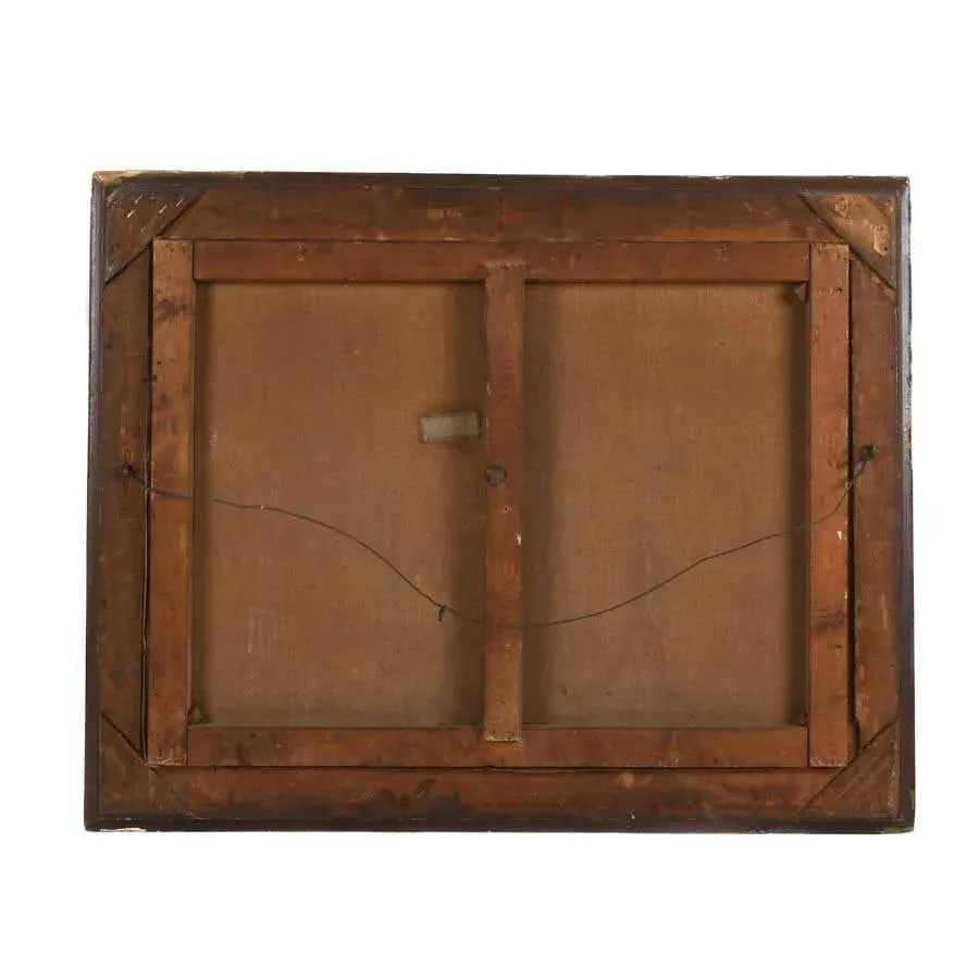 Antique Framed Signed Oil on Canvas Snowy Port - 7