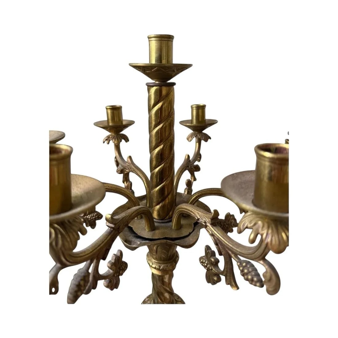 Pair Antique Beaux Arts Bronze Candlesticks. Art Noveau. Semi Nude. Mounts 5 Lights. - 5