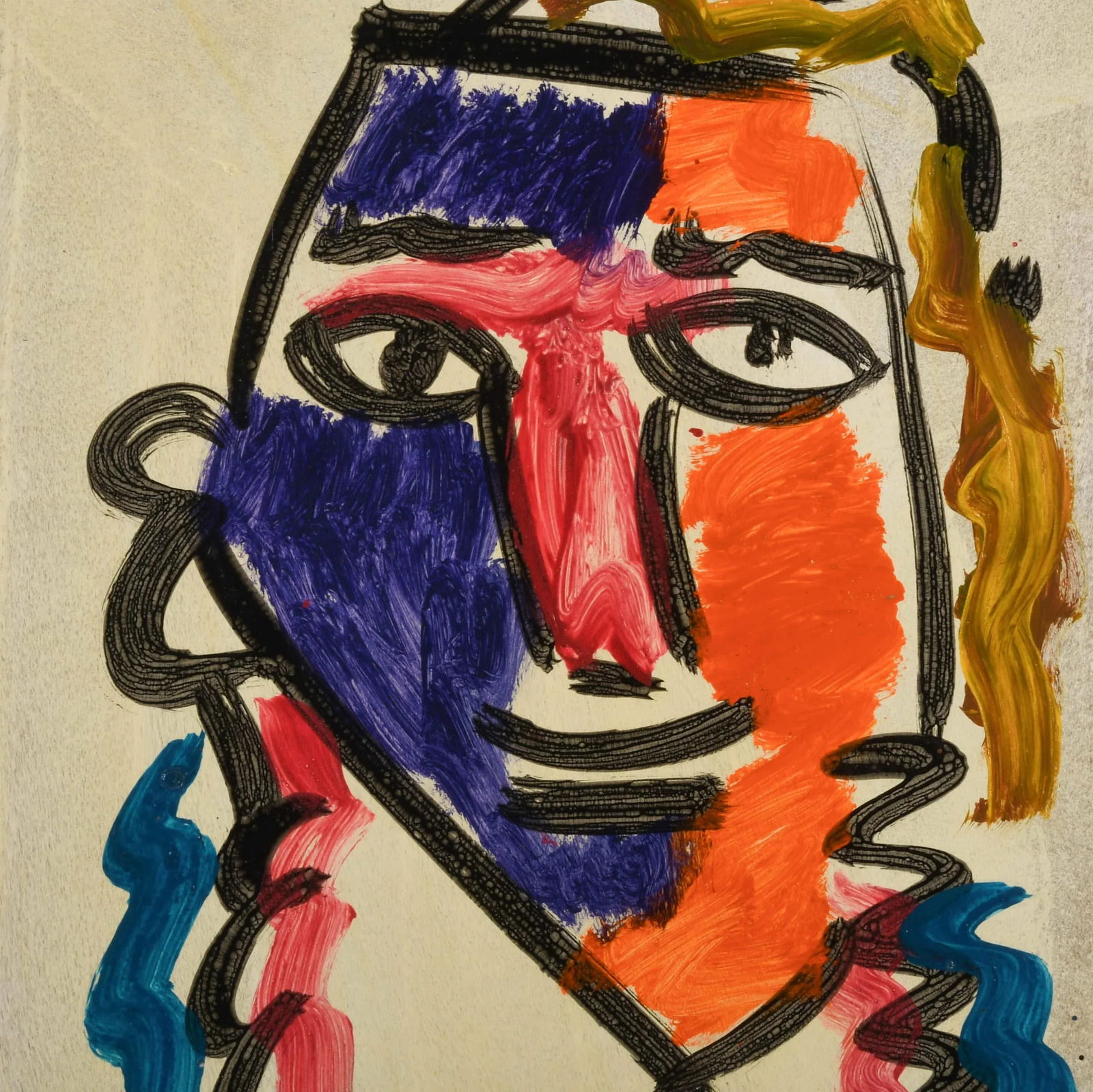 Signed Peter Keil "Rabbi 15-8-72" Mix Media on Masonite - 2