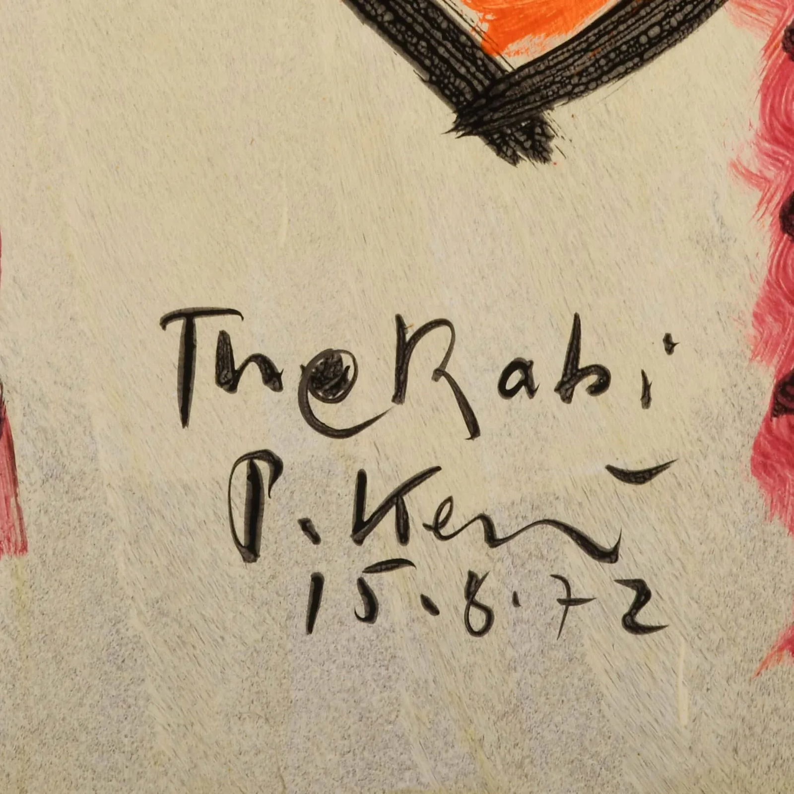 Signed Peter Keil "Rabbi 15-8-72" Mix Media on Masonite - 4