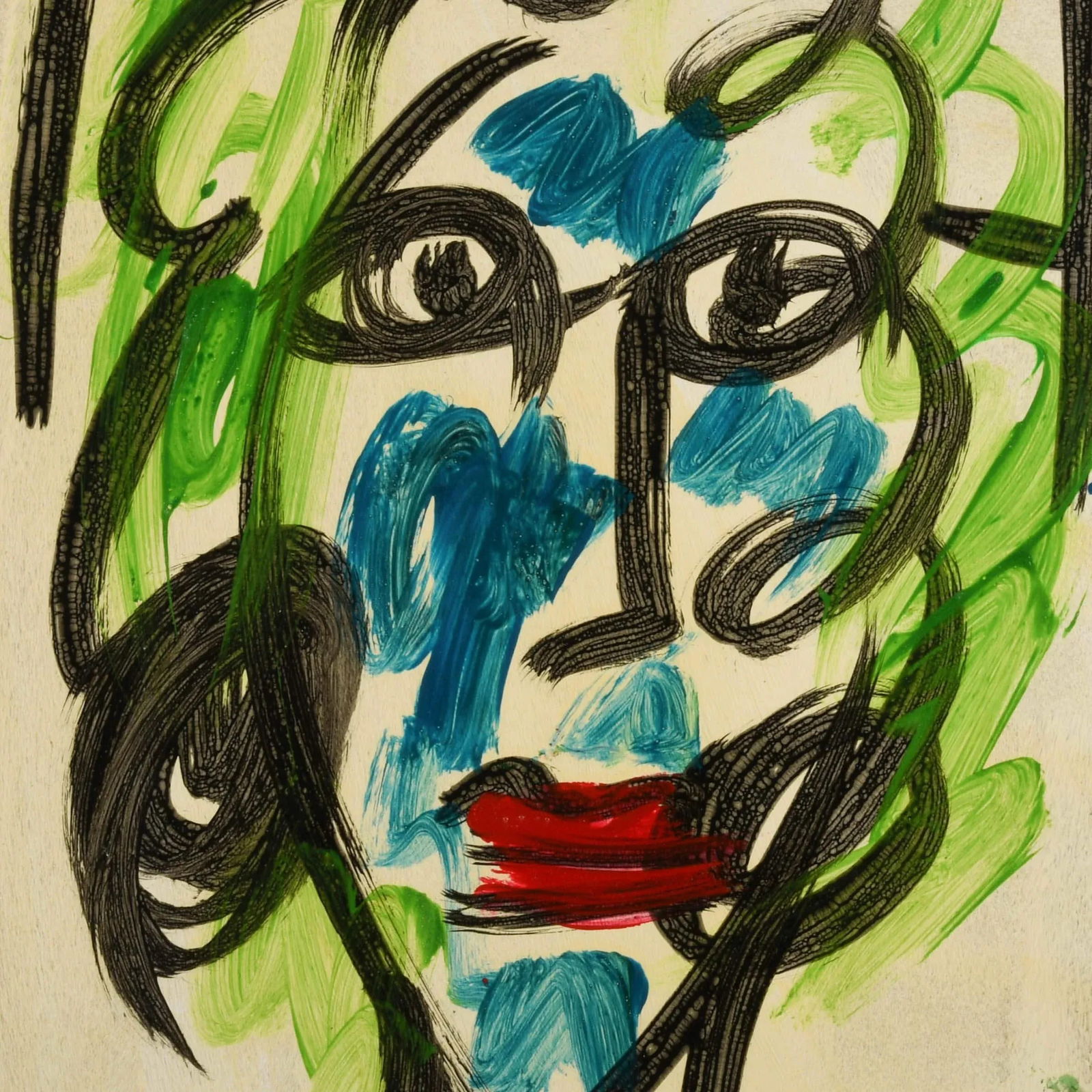 Signed Peter Keil "Echoes in Green and Blue" Mix Media on Masonite - 2