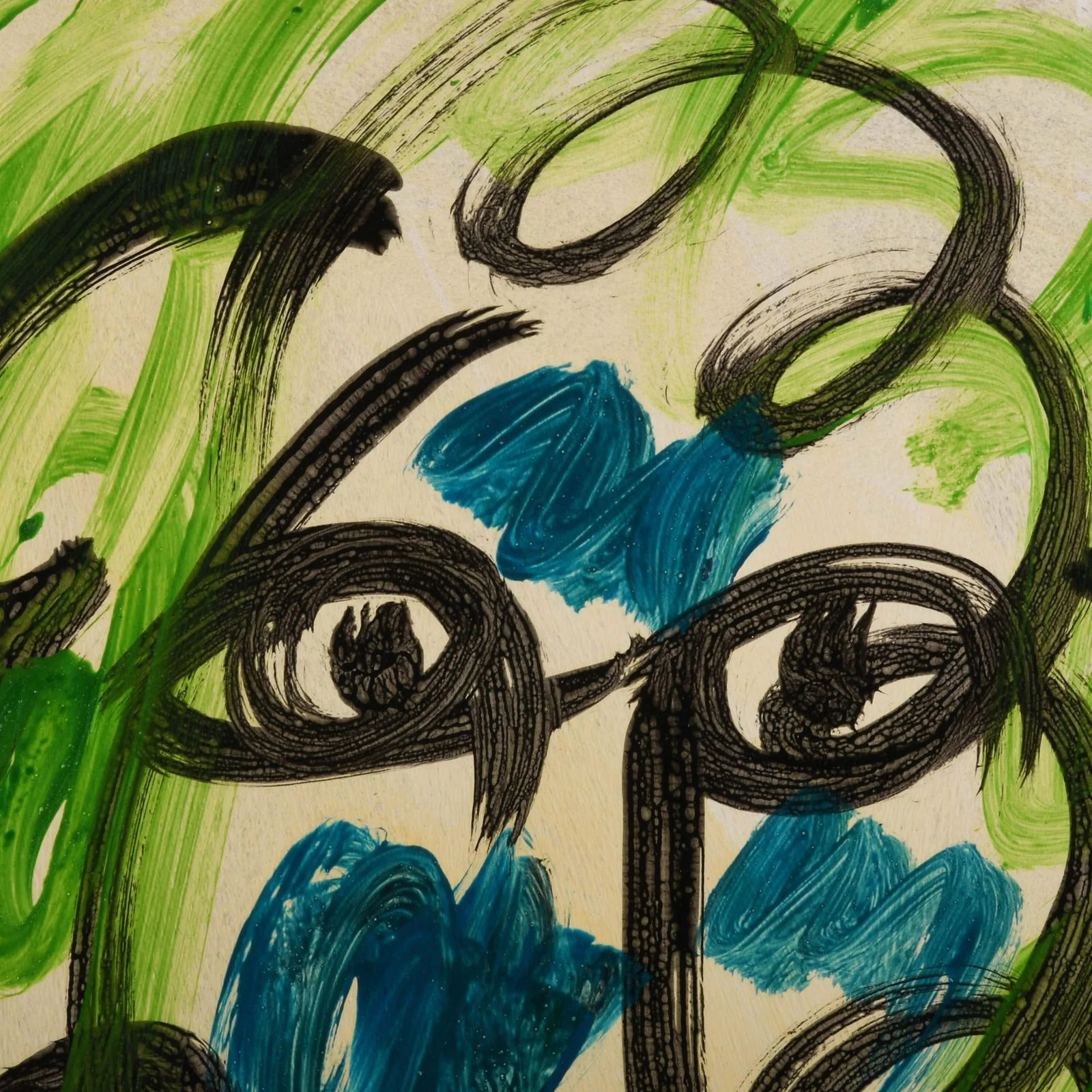 Signed Peter Keil "Echoes in Green and Blue" Mix Media on Masonite - 3