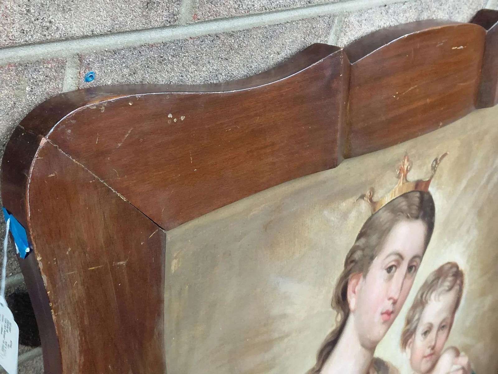 Antique Framed "Our Lady of Refuge" Oil on Canvas - 11