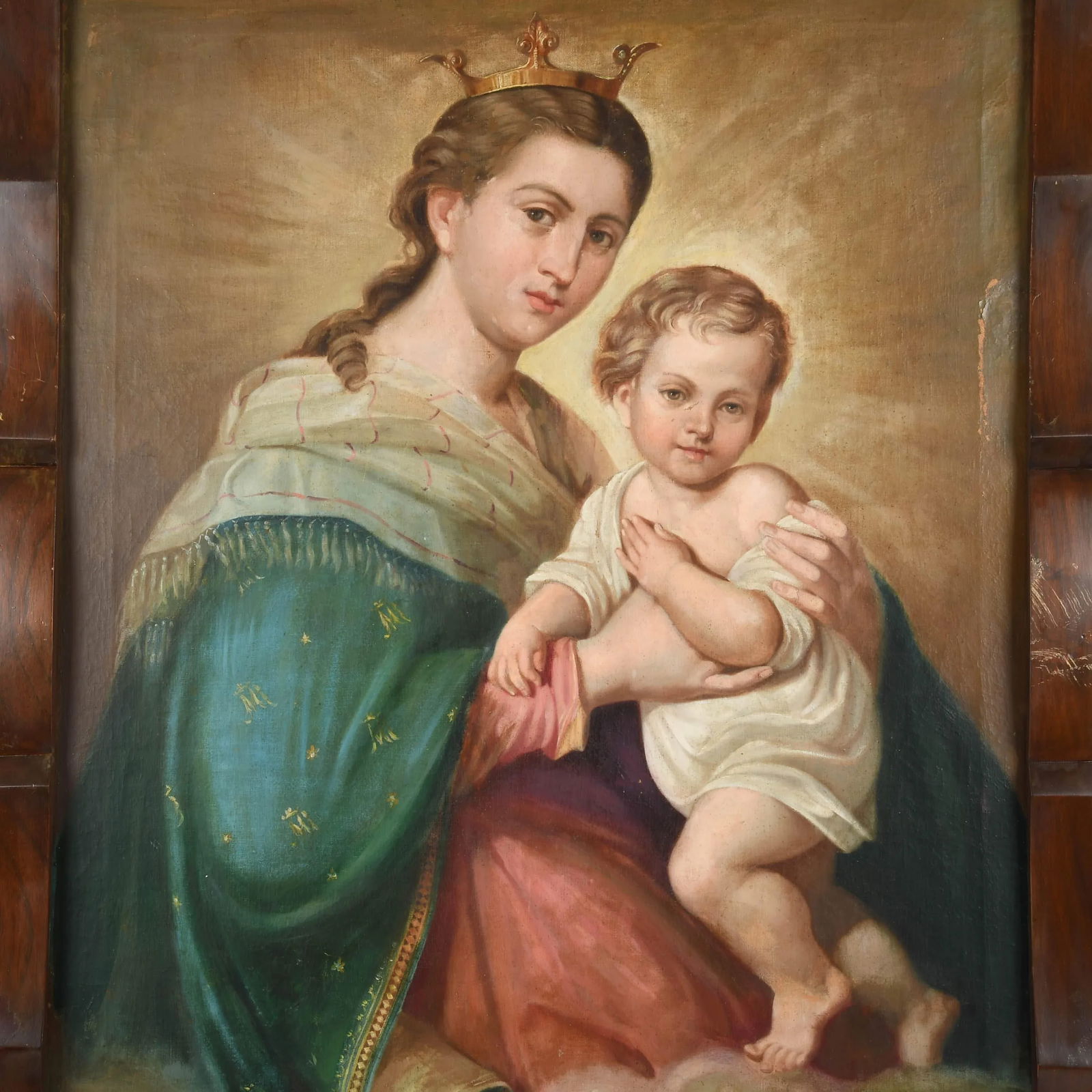 Antique Framed "Our Lady of Refuge" Oil on Canvas - 2