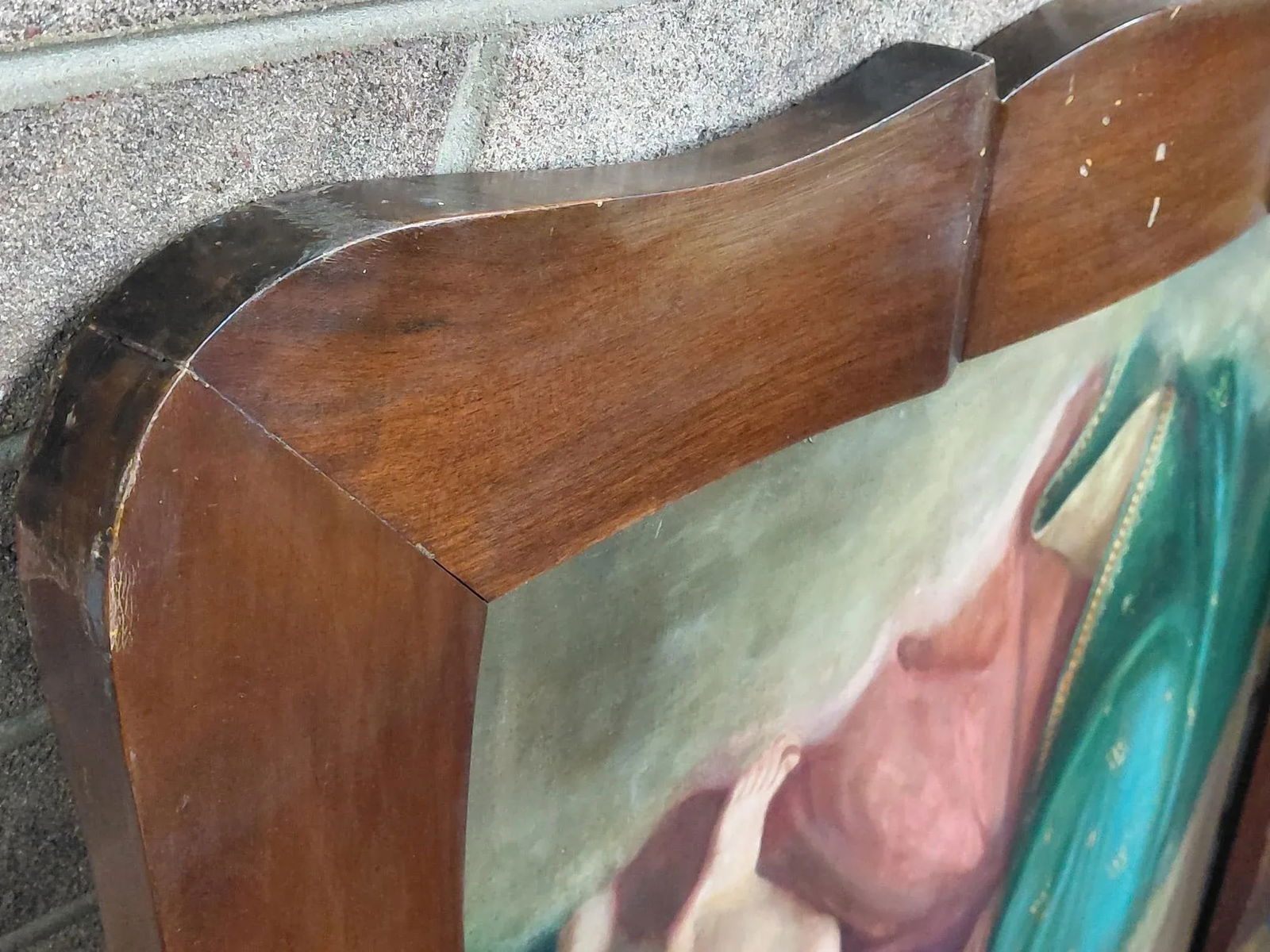 Antique Framed "Our Lady of Refuge" Oil on Canvas - 6