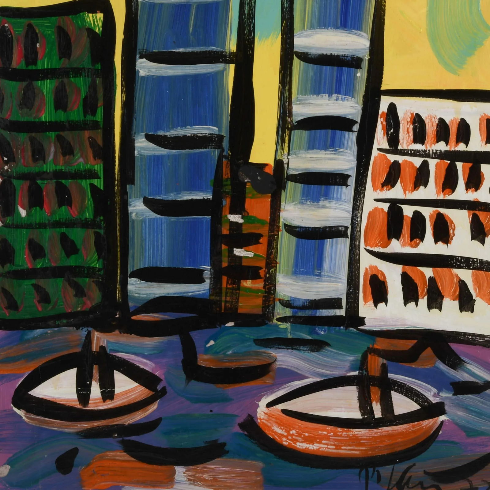 Signed Peter Keil "New-York" Oil on Masonite - 3