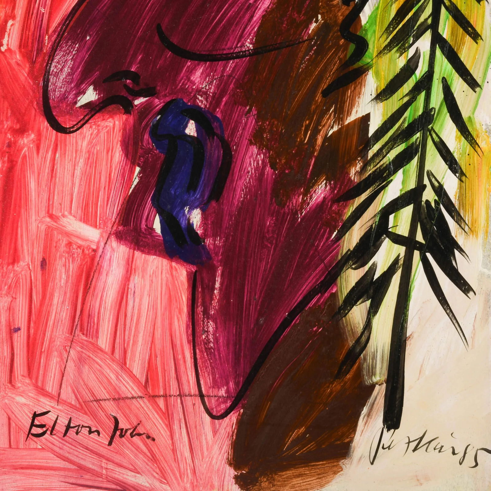 Signed Peter Keil "Elton John" Oil on Masonite - 4