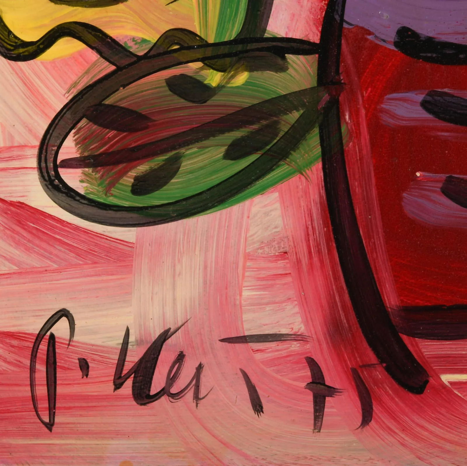 Signed Peter Keil "Flower's II 75" Oil on Masonite - 4