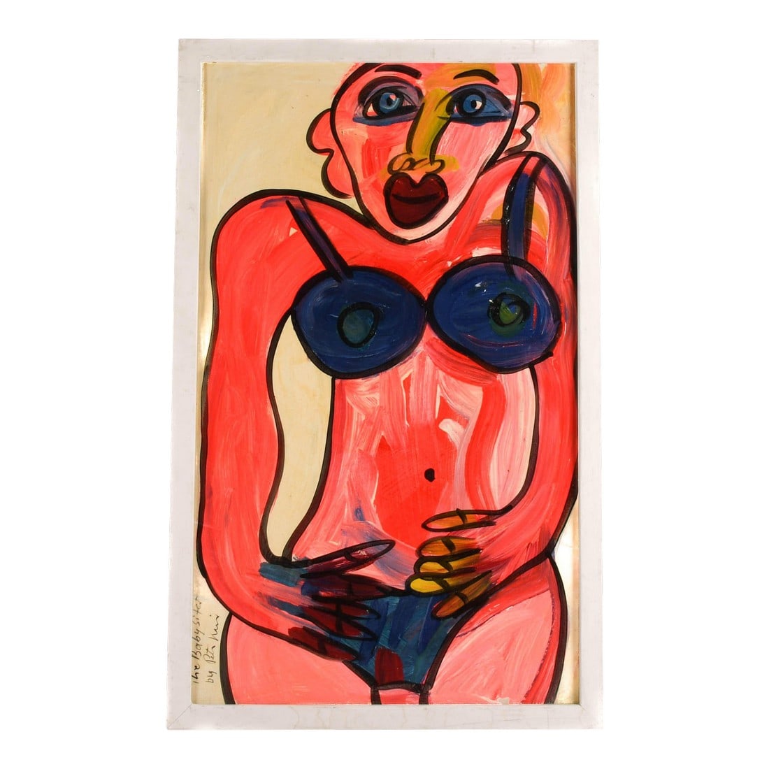 Framed Signed Peter Keil "The Babysitter" Mixed Media on Masonite: This Framed Signed Peter Keil "The Babysitter 1993" Mixed Media on Masonite is a bold celebration of form, confidence, and raw visual energy. With expressive strokes and a palette that pulses with