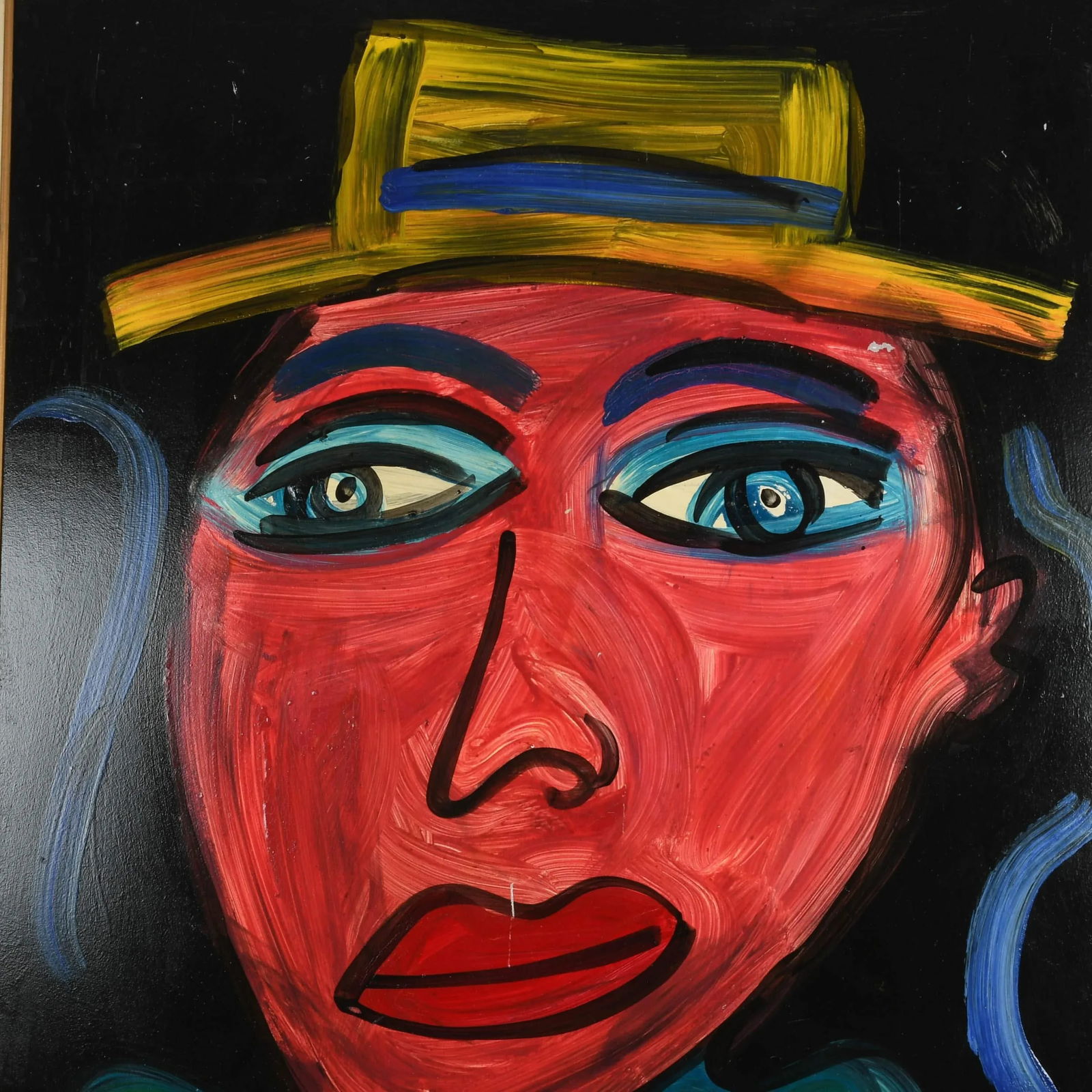 Framed Signed Peter Keil "My Friend Rainer Fetting" Oil on Masonite - 2