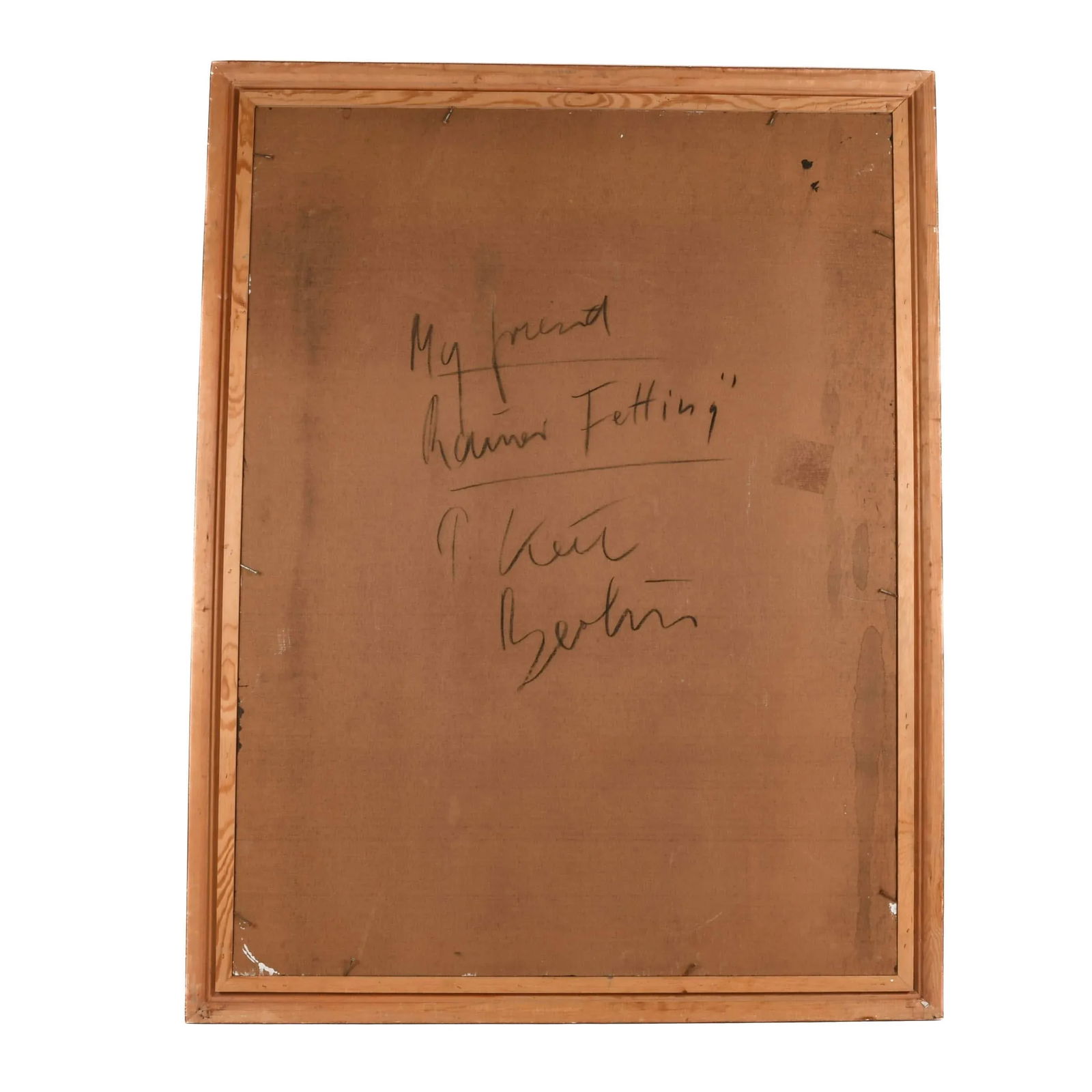 Framed Signed Peter Keil "My Friend Rainer Fetting" Oil on Masonite - 5