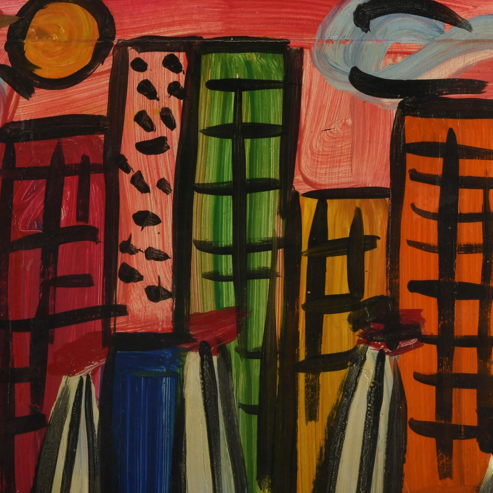 Signed Peter Keil "Boats, Buildings, and Brushstrokes" Oil on Masonite - 2