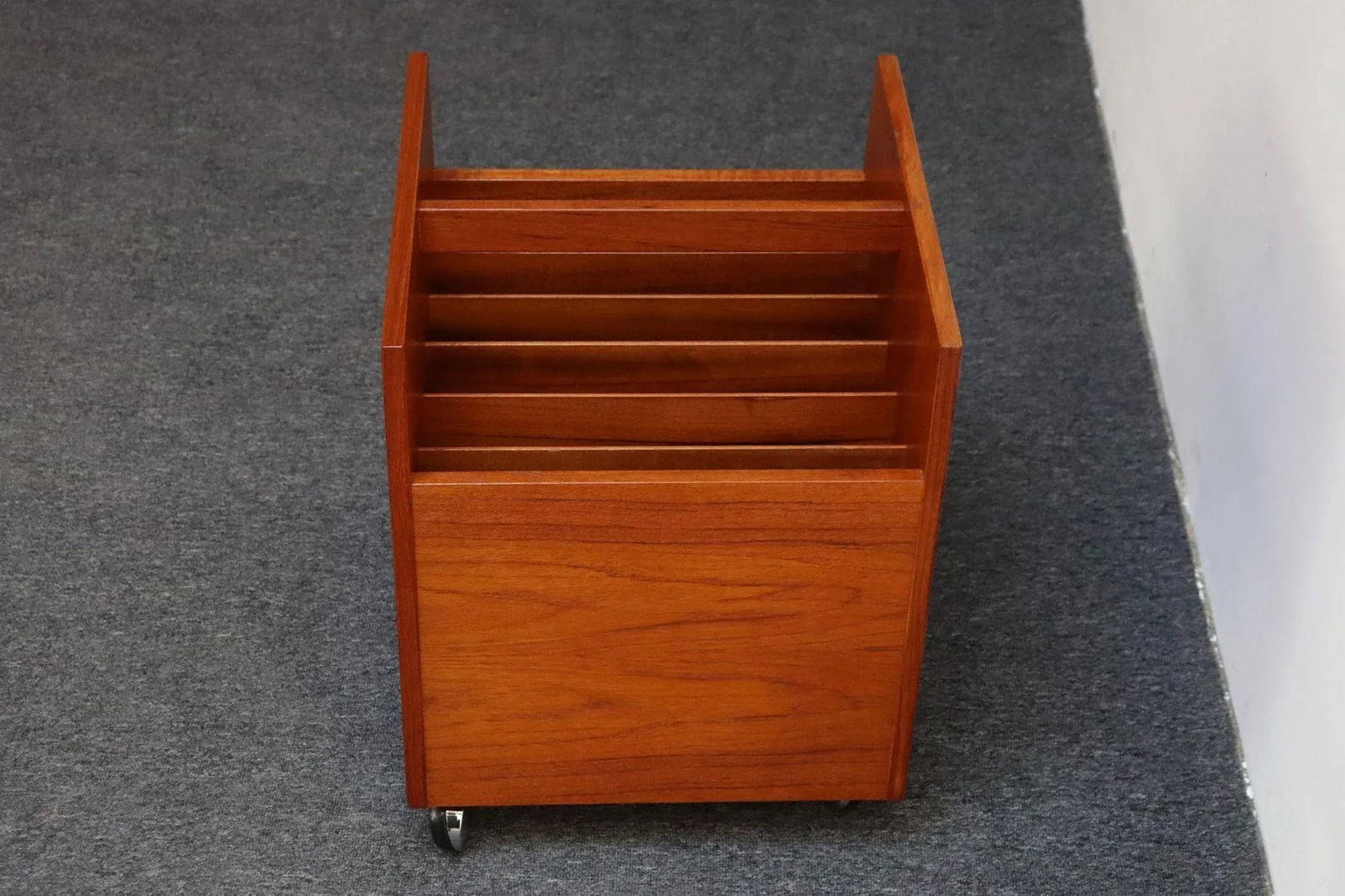 Norwegian Modern Magazine Rack on Casters by Rolf Hesland for Bruksbo in Teak - 5