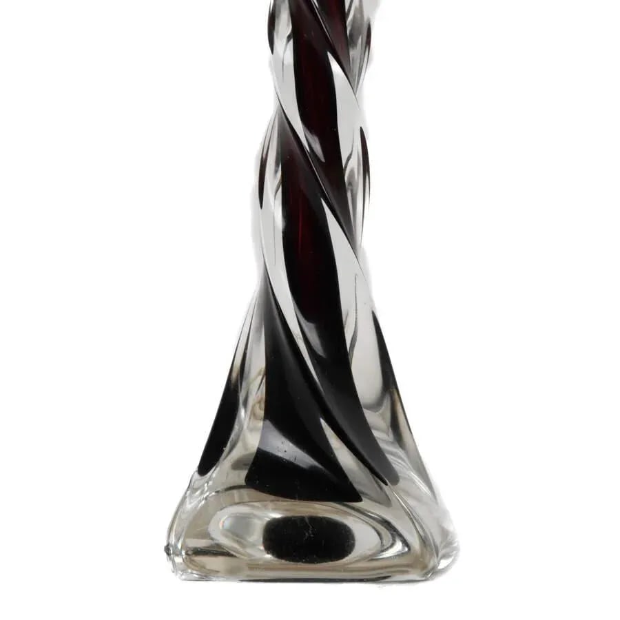 Mid-Century Paul Kedelv for Flygsfors Swedish Art Glass Lamp Base, Twisted Black & White, 1950s - 3